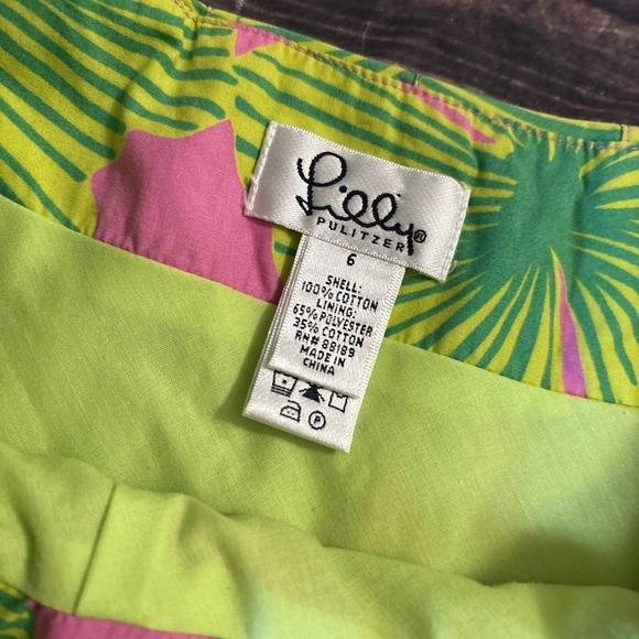 LILLY PULITZER Ingrid Vtg White Label Floral Pleated Skirt Eyelet Hem Size 6 - Picture 2 of 5